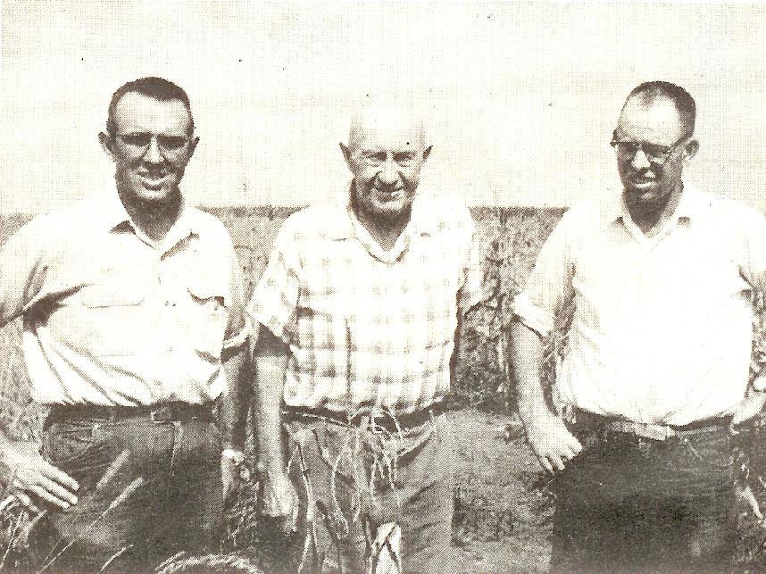 In 1968, Ed Curry (left), his father, J.J. Curry and his brother Jim Curry in Elk Point, South Dakota